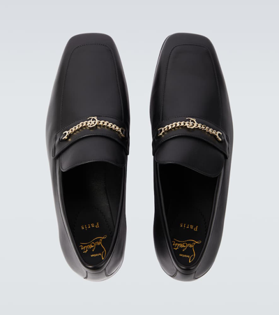 Shop Christian Louboutin Mj Moc Chain-detail Leather Loafers In Black