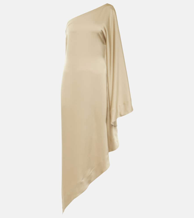 Shop Alexandre Vauthier One-shoulder Asymmetric Maxi Dress In Sand