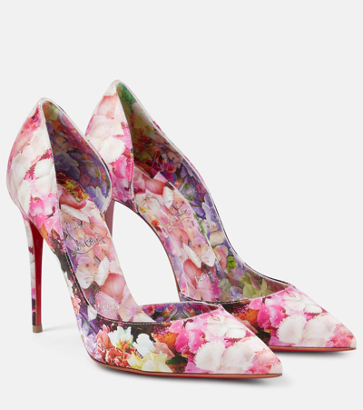 Shop Christian Louboutin Iriza 100 Floral Crêpe Satin Pumps In Multi/lin Multi