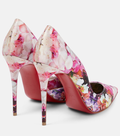 Shop Christian Louboutin Iriza 100 Floral Crêpe Satin Pumps In Multi/lin Multi