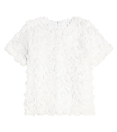 Shop Caroline Bosmans Floral-appliqué Tulle Top In White