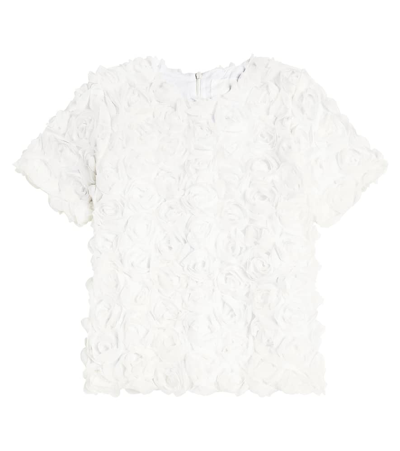 Caroline Bosmans Floral-appliqué Tulle Top In White