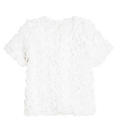 Shop Caroline Bosmans Floral-appliqué Tulle Top In White