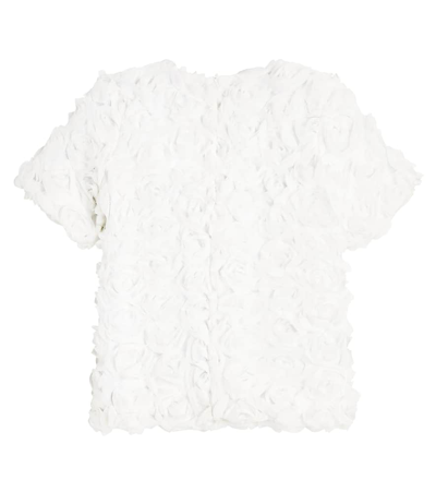 Caroline Bosmans Floral-appliqué Tulle Top In White