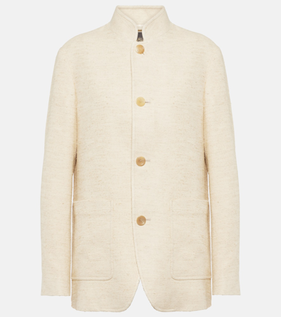 Shop Loro Piana Spagna Wool, Linen And Silk Blazer In Shoji Paper