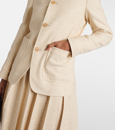 Shop Loro Piana Spagna Wool, Linen And Silk Blazer In Shoji Paper