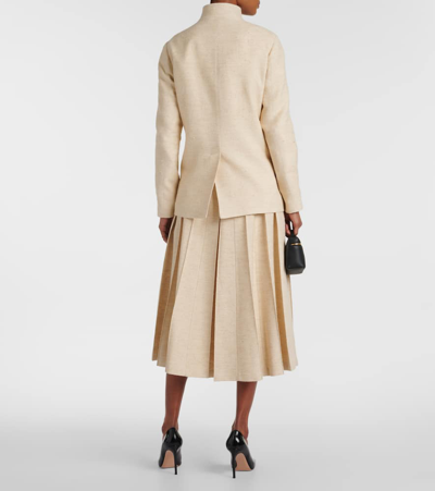 Loro Piana Iconic Spagna Wool Silk Single-breasted Jacket In Shoji Paper