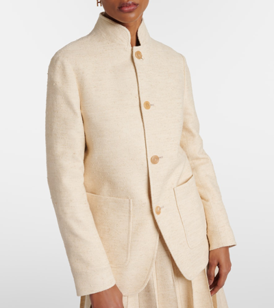 Shop Loro Piana Spagna Wool, Linen And Silk Blazer In Shoji Paper