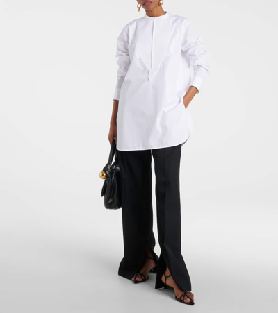 Jil Sander Embroidered Cotton Poplin Blouse In Optic White