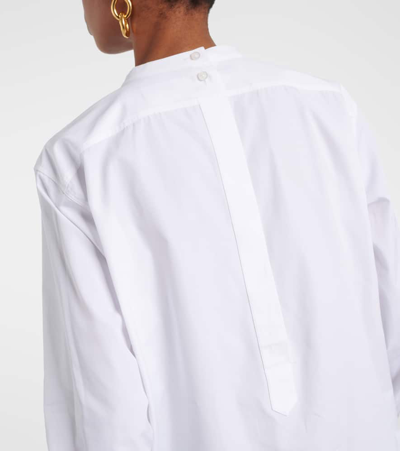 Shop Jil Sander Embroidered Cotton Poplin Blouse In Optic White