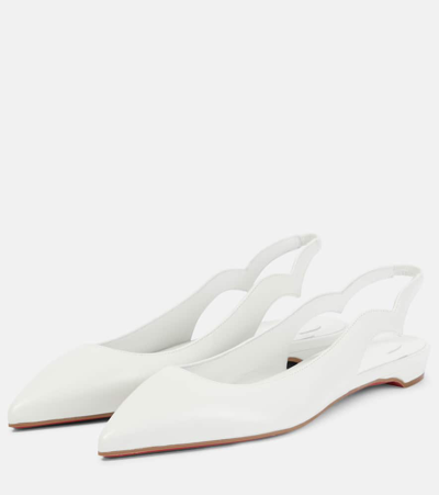 Christian Louboutin Hot Chickita Leather Slingback Ballet Flats In Bianco/lin Bianco