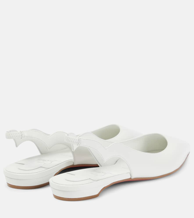 Christian Louboutin Hot Chickita Leather Slingback Ballet Flats In Bianco/lin Bianco