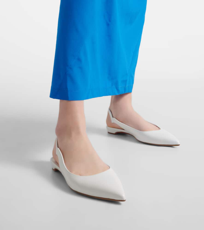Christian Louboutin Hot Chickita Leather Slingback Ballet Flats In Bianco/lin Bianco