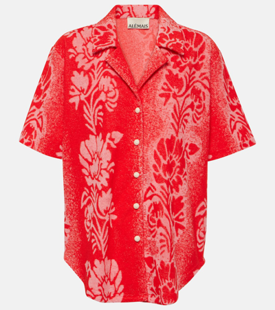 Shop Alemais Alémais Martha Printed Cotton-blend Shirt In Ruby