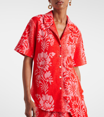 Shop Alemais Alémais Martha Printed Cotton-blend Shirt In Ruby