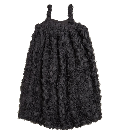 Shop Caroline Bosmans Floral-appliqué Tulle Dress In Black