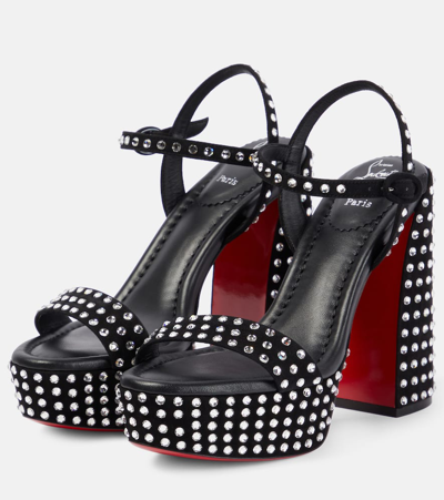Christian Louboutin Movida Jane Embellished Red Sole Platform Sandals In Black/cry/lin Black