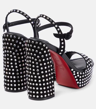 Christian Louboutin Movida Jane Embellished Red Sole Platform Sandals In Black/cry/lin Black