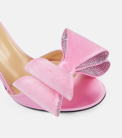 Shop Mach & Mach Le Cadeau Embellished Satin Sandals In Barbie Pink