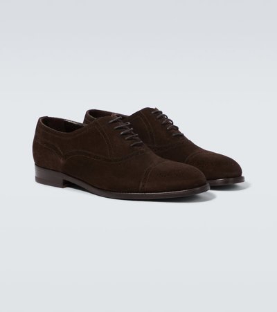 Manolo Blahnik Witney Suede Brogues In Brown