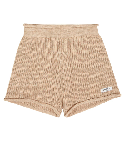 Shop Donsje Baby Wes Ribbed-knit Shorts In Latte Melange