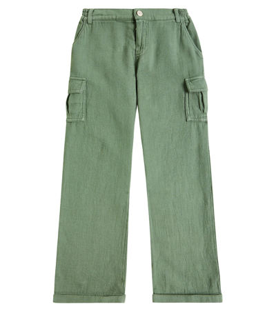 Shop Tartine Et Chocolat Cotton And Linen Cargo Pants In Green