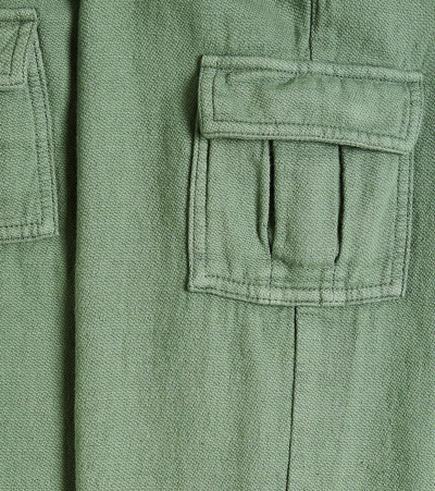 Shop Tartine Et Chocolat Cotton And Linen Cargo Pants In Green