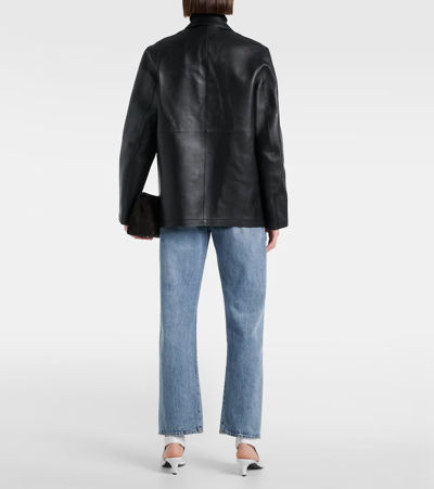 Totême Leather Jacket In Black