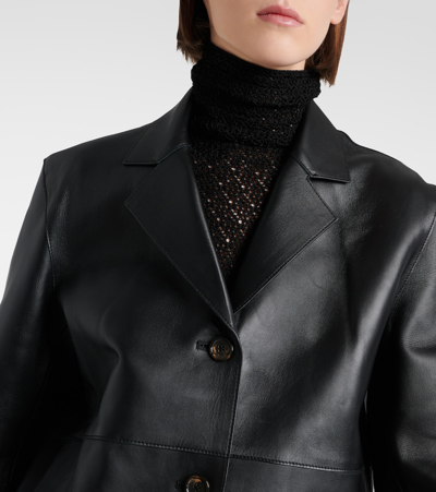 Totême Leather Jacket In Black