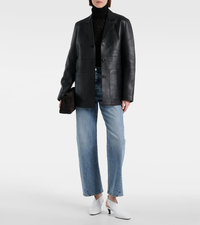 Totême Leather Jacket In Black