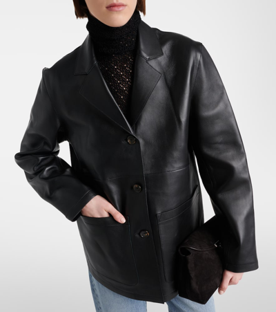 Totême Leather Jacket In Black
