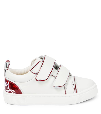 Shop Christian Louboutin Funnyto Scratch Leather Sneakers In Bianco/loubi