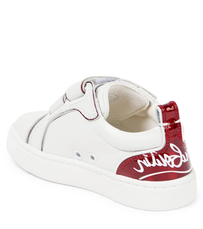 Shop Christian Louboutin Funnyto Scratch Leather Sneakers In Bianco/loubi