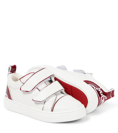 Shop Christian Louboutin Funnyto Scratch Leather Sneakers In Bianco/loubi