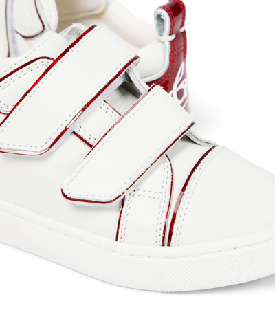 Shop Christian Louboutin Funnyto Scratch Leather Sneakers In Bianco/loubi