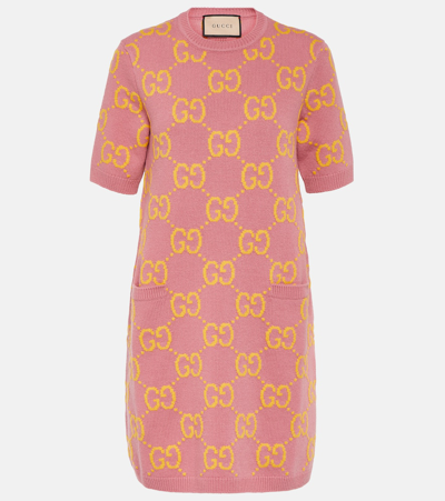 Gucci Gg Knit Dress In Rose/multicolor