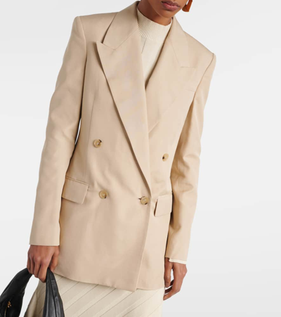 Shop Stella Mccartney Double-breasted Blazer In Sand