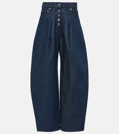 Shop Jacquemus De-nîmes Ovalo High-rise Wide-leg Jeans In Navy/brown