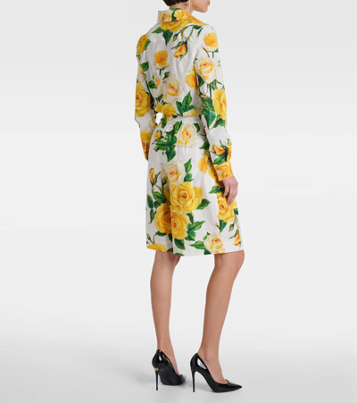 Dolce & Gabbana Floral Cotton Bermuda Shorts In Rose Gialle Fdo Bco