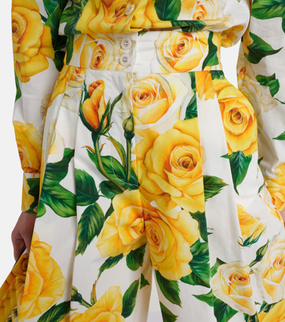 Dolce & Gabbana Floral Cotton Bermuda Shorts In Rose Gialle Fdo Bco