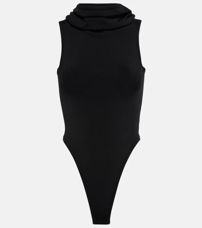 Shop Alaïa Hooded Bodysuit In Black