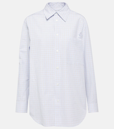 Bottega Veneta Checked Cotton And Linen Shirt In Blue