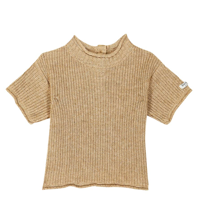 Shop Donsje Baby Sove Ribbed-knit Sweater In Latte Melange