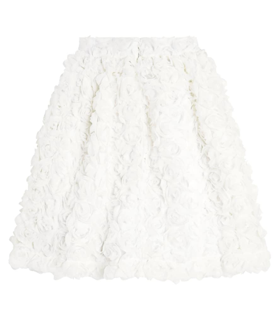 Shop Caroline Bosmans Floral-appliqué Flared Tulle Skirt In White
