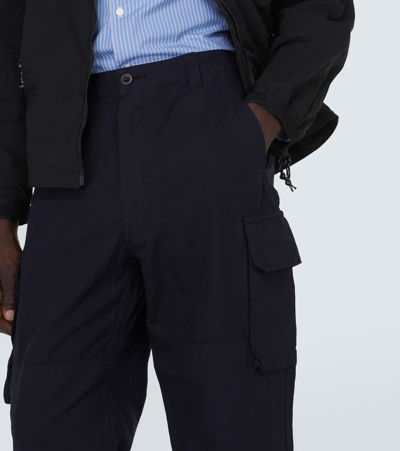 Comme Des Garçons Homme Deux Cotton And Linen Cargo Pants In Navy