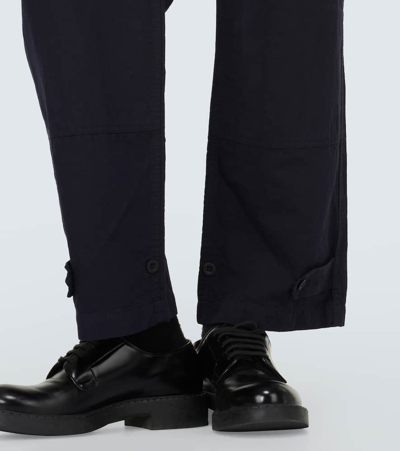 Shop Comme Des Garçons Homme Deux Comme Des Garçons Homme Cotton And Linen Cargo Pants In Navy