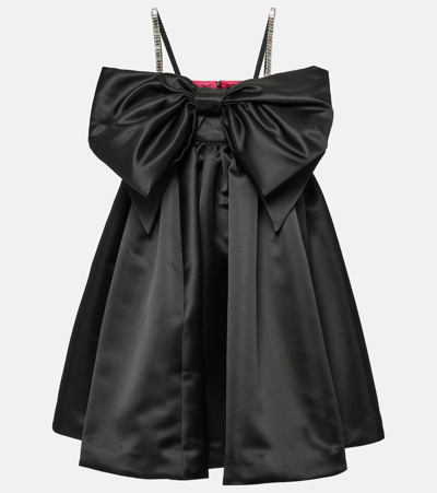 Shop Nina Ricci Bow-detail Satin Minidress In Black