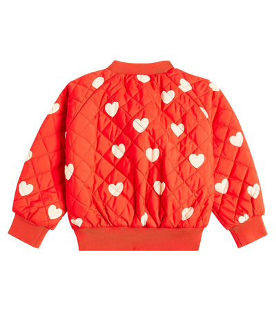 Shop Mini Rodini Hearts Quilted Bomber Jacket In Red