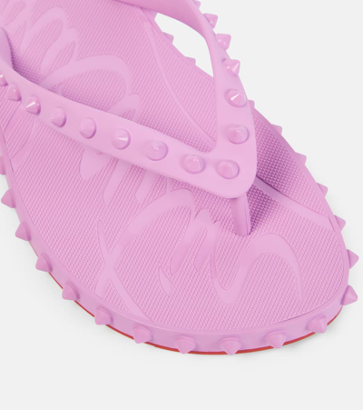 Christian Louboutin Loubi Donna Spike Red Sole Flip Flops In Peony