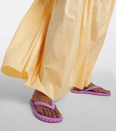 Christian Louboutin Loubi Donna Spike Red Sole Flip Flops In Peony